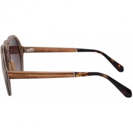 Aviator Wood Sunglasses Polarized Pilot Sunglasses 7 Layers Wood&Aluminum Frame-SG73004 - Ebony- Red - CS18DUHE0DU $32.42