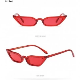 Goggle 2018 Women Small Frame Cat Sunglasses Vintage Fashion Brand Designer Candy Color - Red - C618CG0LG9D $21.62