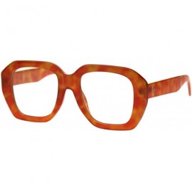 Rectangular Trendy Vintage Thick Plastic Rectangular Mobster Boyfriend Sunglasses - Orange Tortoise Clear - C318TR5MTU9 $22.47
