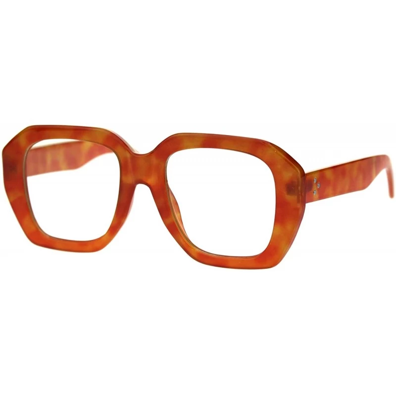 Rectangular Trendy Vintage Thick Plastic Rectangular Mobster Boyfriend Sunglasses - Orange Tortoise Clear - C318TR5MTU9 $9.72