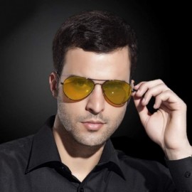 Oval Night Vision Glasses Safety Driving Polarized Retro Sunglasses Anti-Glare HD Yellow Lens for Men & Women - C318HCZ75OD $...