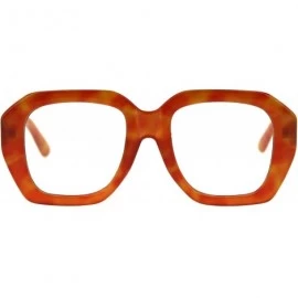 Rectangular Trendy Vintage Thick Plastic Rectangular Mobster Boyfriend Sunglasses - Orange Tortoise Clear - C318TR5MTU9 $9.72