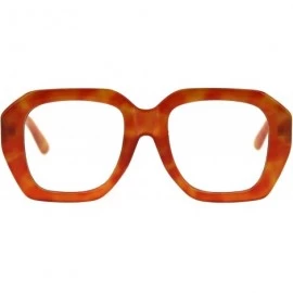 Rectangular Trendy Vintage Thick Plastic Rectangular Mobster Boyfriend Sunglasses - Orange Tortoise Clear - C318TR5MTU9 $22.47