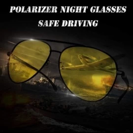 Oval Night Vision Glasses Safety Driving Polarized Retro Sunglasses Anti-Glare HD Yellow Lens for Men & Women - C318HCZ75OD $...
