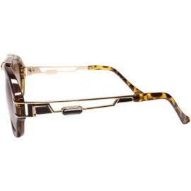 Square Hip Hop OG Modern Retro Shield Luxury Designer Fashion Sunglasses - Tortoise - CQ195D45C8N $15.87