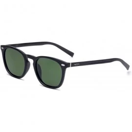 Round Polarized Sunglasses Classic Driving Protection - Dark Green Lens/Black Frame - CS18TS9IIQT $15.93
