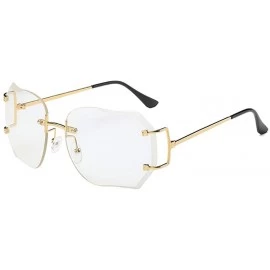 Wrap Hot Oversized Rimless Sunglasses Women Clear Lens Eyewear - Gold - C712H47R5Z1 $14.67