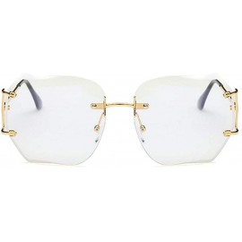 Wrap Hot Oversized Rimless Sunglasses Women Clear Lens Eyewear - Gold - C712H47R5Z1 $14.67