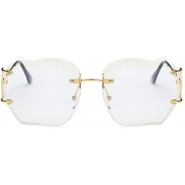 Wrap Hot Oversized Rimless Sunglasses Women Clear Lens Eyewear - Gold - C712H47R5Z1 $14.67