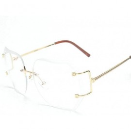Wrap Hot Oversized Rimless Sunglasses Women Clear Lens Eyewear - Gold - C712H47R5Z1 $14.67