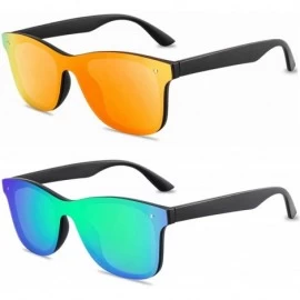 Square Rimless Mirrored Lens One Piece Sunglasses UV400 Protection for Women Men - 1 Red+green - C818QQA94XZ $34.65