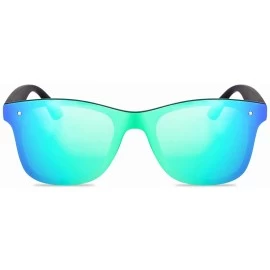Square Rimless Mirrored Lens One Piece Sunglasses UV400 Protection for Women Men - 1 Red+green - C818QQA94XZ $16.86