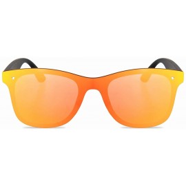 Square Rimless Mirrored Lens One Piece Sunglasses UV400 Protection for Women Men - 1 Red+green - C818QQA94XZ $16.86