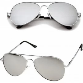 Aviator Fashion Culture Unisex Alpha Mirrored Lens Aviator Sunglasses - Silver - CB18ERTE5XN $31.08