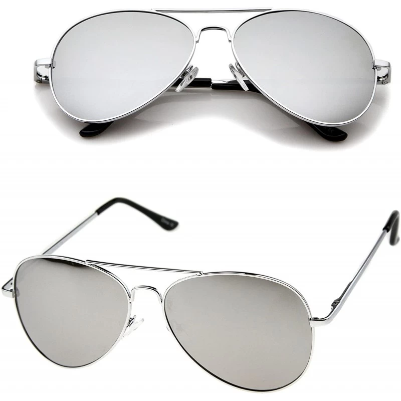 Fashion Culture Unisex Alpha Mirrored Lens Aviator Sunglasses - Silver ...
