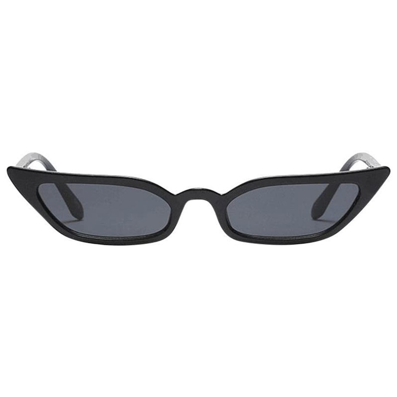 Rectangular Women Vintage Cat Eye Sunglasses Retro Small Frame UV400 Eyewear Fashion Ladies (Black) - Black - CT195NKE2H7 $8.76