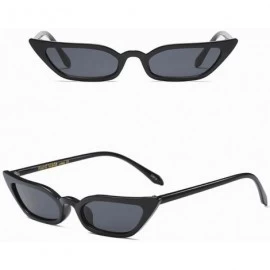 Rectangular Women Vintage Cat Eye Sunglasses Retro Small Frame UV400 Eyewear Fashion Ladies (Black) - Black - CT195NKE2H7 $8.76