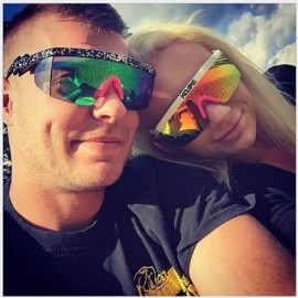 Sport Wrap Around Sport Sunglasses for men women Semi Rimless Lens Retro Rainbow Mirrored Lens UV400 Protection - 6 - CQ1983T...