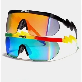 Sport Wrap Around Sport Sunglasses for men women Semi Rimless Lens Retro Rainbow Mirrored Lens UV400 Protection - 6 - CQ1983T...