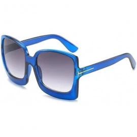 Oversized Fashion Oversized Women Sunglasses Plastic Female Big Frame Gradient Sun Glasses UV400 (Color Blue Pink Lens) - CJ1...