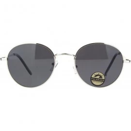 Round Polarized Lens Mens Trendy Hipster Dad Shade Round Oval Sunglasses - Silver Black - CW18Q0D474Z $24.14