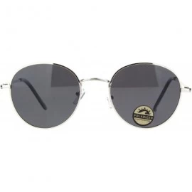 Round Polarized Lens Mens Trendy Hipster Dad Shade Round Oval Sunglasses - Silver Black - CW18Q0D474Z $13.02