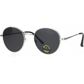 Round Polarized Lens Mens Trendy Hipster Dad Shade Round Oval Sunglasses - Silver Black - CW18Q0D474Z $13.02