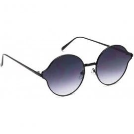 Round Round Sunglasses Metal Arms Flat Lens Men Women Fashion - Black Gradient - CU18EW8OWOC $19.70