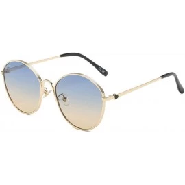 Aviator Sunglasses Polarized Roundness Protection - Gold/Blue Yellow - CB19022OMDO $45.87