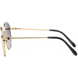 Aviator Sunglasses Polarized Roundness Protection - Gold/Blue Yellow - CB19022OMDO $24.51