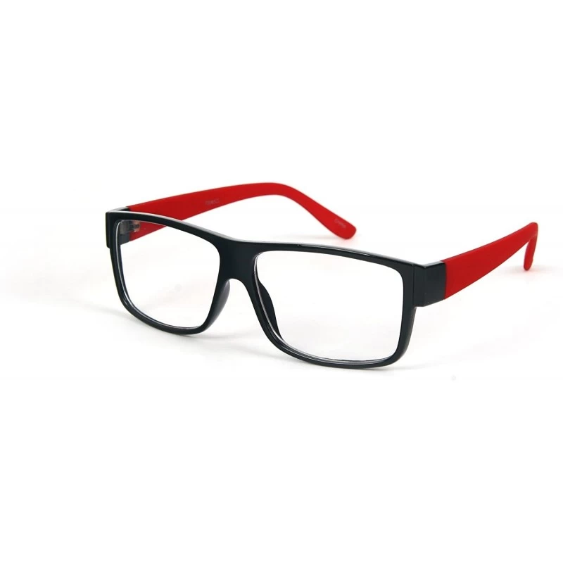 Wayfarer Wayfarer Clear Lens Rubber Coated Soft Feel Temple Sunglasses P2065CL - Red - CA11BOS09MD $8.23