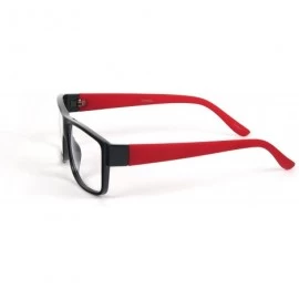 Wayfarer Wayfarer Clear Lens Rubber Coated Soft Feel Temple Sunglasses P2065CL - Red - CA11BOS09MD $8.23