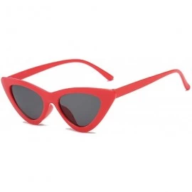 Aviator Retro Vintage Narrow Cat Eye Sunglasses for Women Clout Goggles Plastic Frame - Red Grey - CA18LDXICTT $18.97