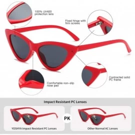 Aviator Retro Vintage Narrow Cat Eye Sunglasses for Women Clout Goggles Plastic Frame - Red Grey - CA18LDXICTT $10.37