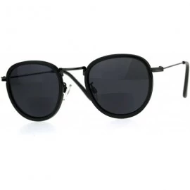 Round Retro Round Double Rim Bifocal Reading Sunglasses - Gunmetal Black - C9180ZLKSRM $13.78