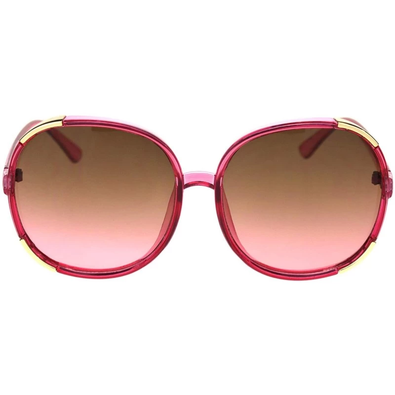 Butterfly Womens Luxury Mod Stylish Snazzy Round Butterfly Sunglasses - Pink Brown Pink - CG18R325QZT $11.79