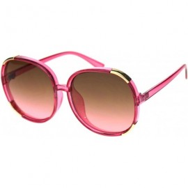 Butterfly Womens Luxury Mod Stylish Snazzy Round Butterfly Sunglasses - Pink Brown Pink - CG18R325QZT $25.70