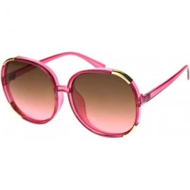 Butterfly Womens Luxury Mod Stylish Snazzy Round Butterfly Sunglasses - Pink Brown Pink - CG18R325QZT $11.79