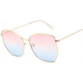 Cat Eye Cat Eye Sunglasses Women Classic Flat Lens Clear Sun Glasses Female Male Retro Small Metal Frame Square - C7198Y2YZTS...