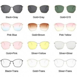 Cat Eye Cat Eye Sunglasses Women Classic Flat Lens Clear Sun Glasses Female Male Retro Small Metal Frame Square - C7198Y2YZTS...