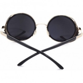 Round Vintage Steampunk Retro Metal Round Circle Frame Sunglasses for Dad - Silver White - CY18EII29TC $25.23