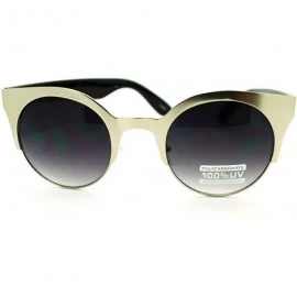 Round Round Cateye Sunglasses Womens High Fashion Shades Vintage Retro - Silver Black - CU11DWEKMDN $12.80
