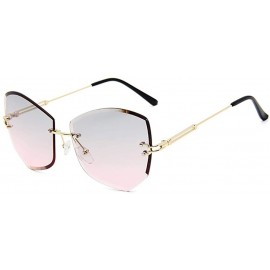 Goggle Polarized Hexagonal Sunglasses-Photochromic Rimless Shade Glasses-Mirror Lens - B - C1190EDE36K $68.98