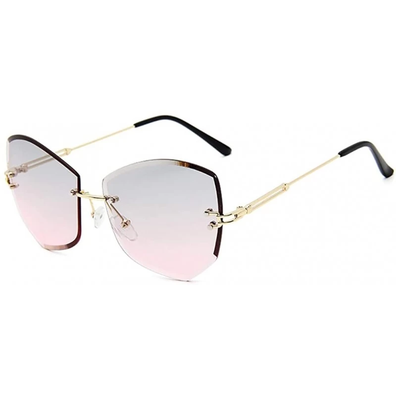 Goggle Polarized Hexagonal Sunglasses-Photochromic Rimless Shade Glasses-Mirror Lens - B - C1190EDE36K $58.13