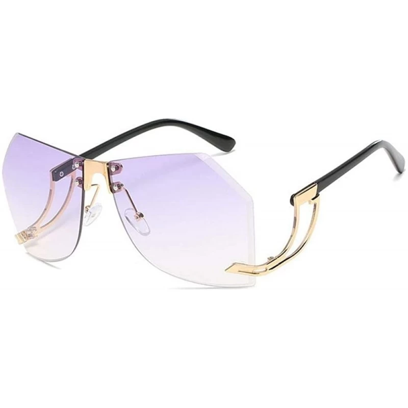 Aviator 32g Irregular Frameless Sunglasses Women Gradient Alloy Frame C2 Tea - C4 Purple - C318YRDGYNU $12.02