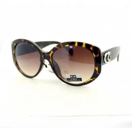 Round Designer Fashion Womens Sunglasses Oversized Oval Round Frame - Tortoise Brown - CP11VH2GDFD $13.24