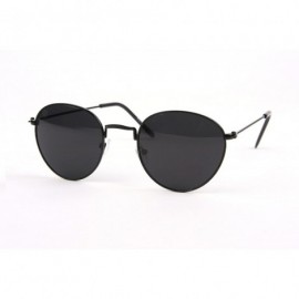 Round Vintage Round Sunglasses P2150 - Black/Smoke Lens - C911O585EQF $29.63