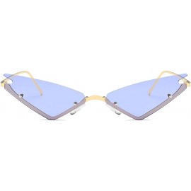 Rimless Small Cateye Sunglasses Futuristic Rimless Mirrored Lens - Purple Clear Lens - C718T03G5GT $15.75