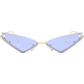Rimless Small Cateye Sunglasses Futuristic Rimless Mirrored Lens - Purple Clear Lens - C718T03G5GT $15.75
