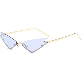 Rimless Small Cateye Sunglasses Futuristic Rimless Mirrored Lens - Purple Clear Lens - C718T03G5GT $15.75